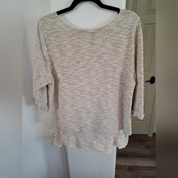 Styke & Co Beige Knit Sweater with Lace Hem Size 2X - Picture 5 of 6